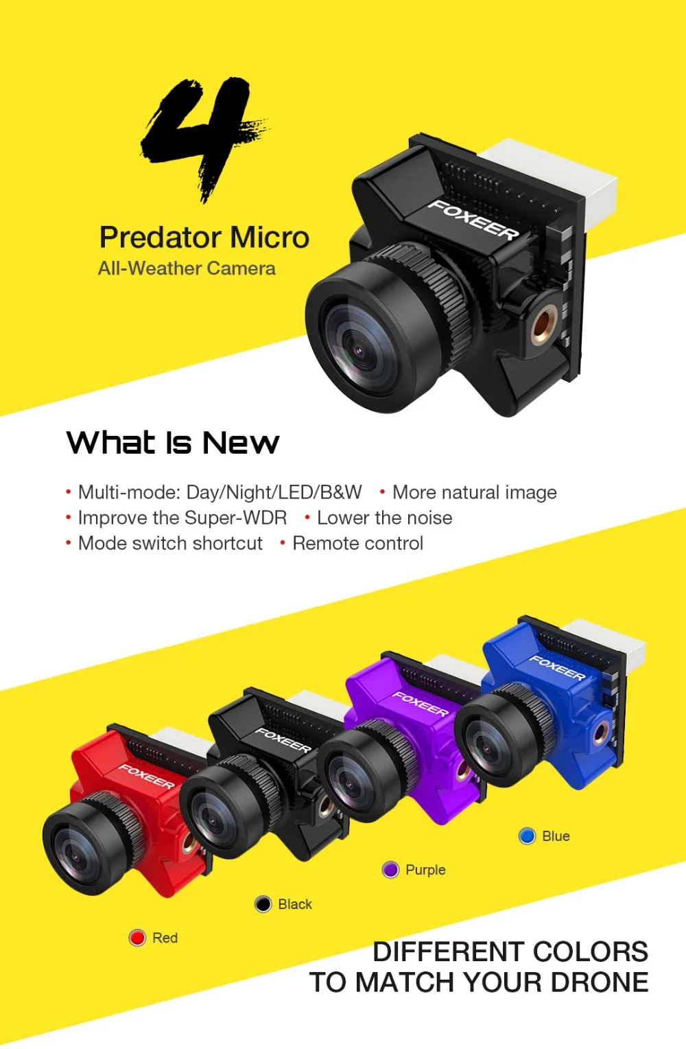 Foxeer Falkor Micro 1200TVL FPV камера 1,8 мм объектив GWDR OSD Всепогодная камера Поддержка дистанционного управления PAL/NTSC переключаемая камера