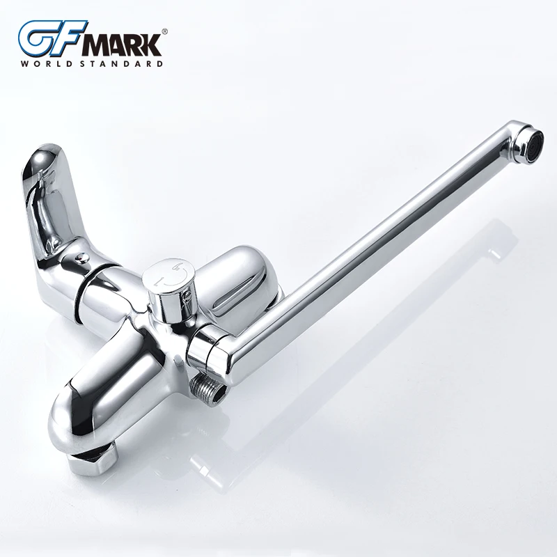 GFmark Поворотный смеситель для душа с длинным Изливом настенный хромированный