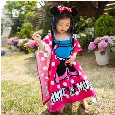 Minnie Disney Микки и Минни Маус Мышь автомобили Дейзи Принцесса с капюшоном хлопковое банное полотенце плащ банное полотенце Для мальчиков и девочек детей Детское пляжное полотенце подарок - Цвет: Minnie
