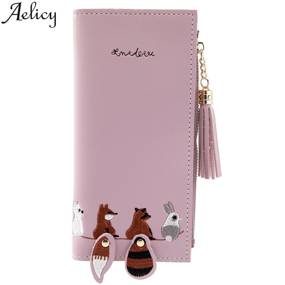 Aelicy 2019 модный длинный кошелек с лисьим котом кисточкой кожаные женские кошельки