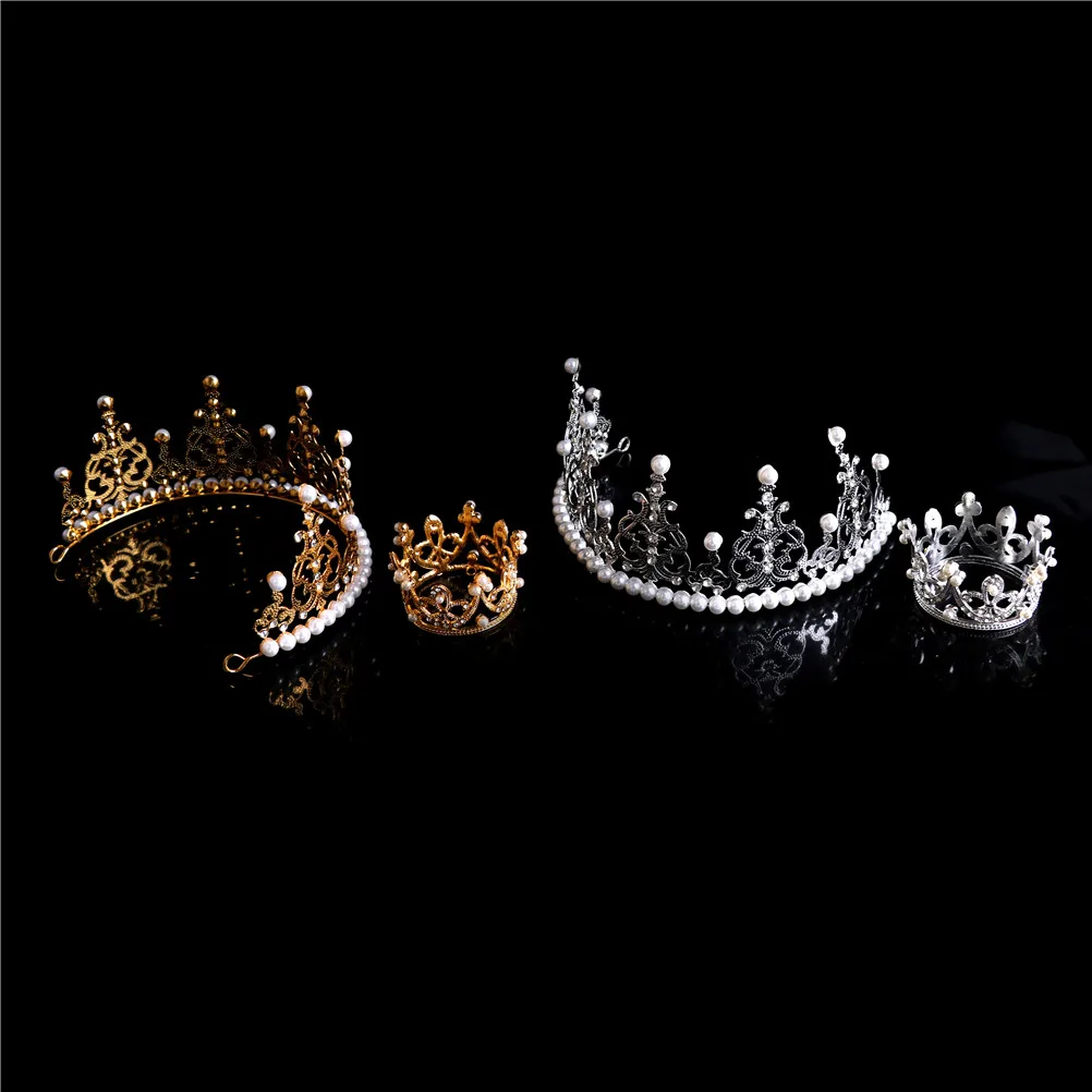 1pc Full Pearl and Crystal Mini Princess Tiara Crown For Mother&ampBaby Prom Hair Ornaments King Jewelry Accessories | Детская одежда и