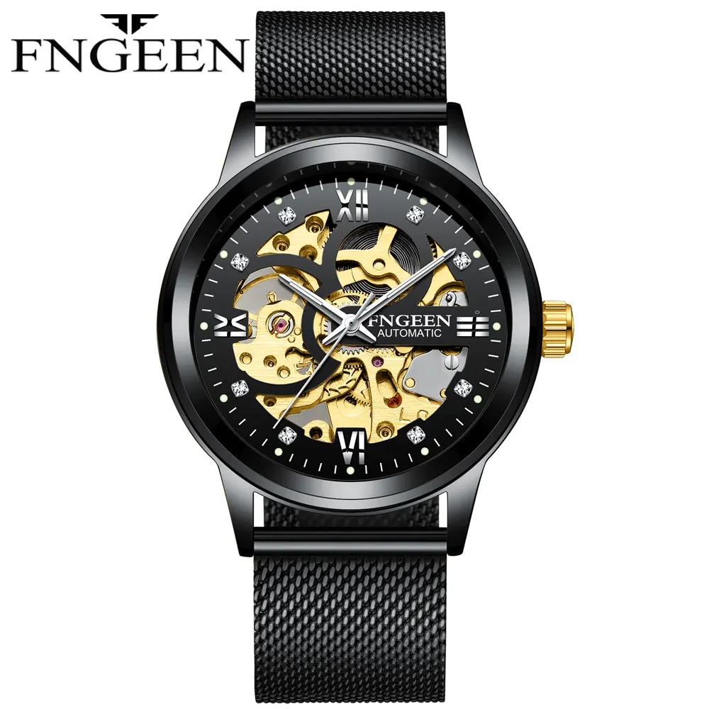 FNGEEN 2019 деловые мужские светящиеся часы Tourbillon водонепроницаемые механические