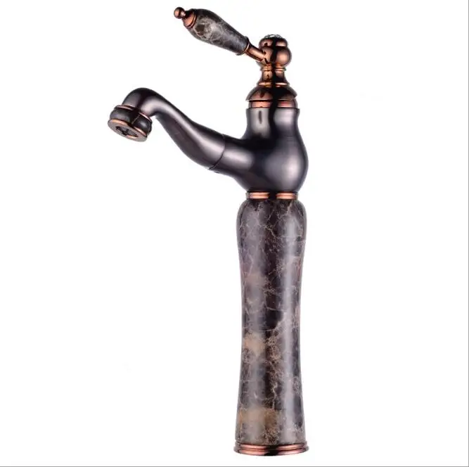 

Water Tap Jade and copper washroom basin faucet sink tap mixer hot & cold bathroom faucet Antique dark sink faucet