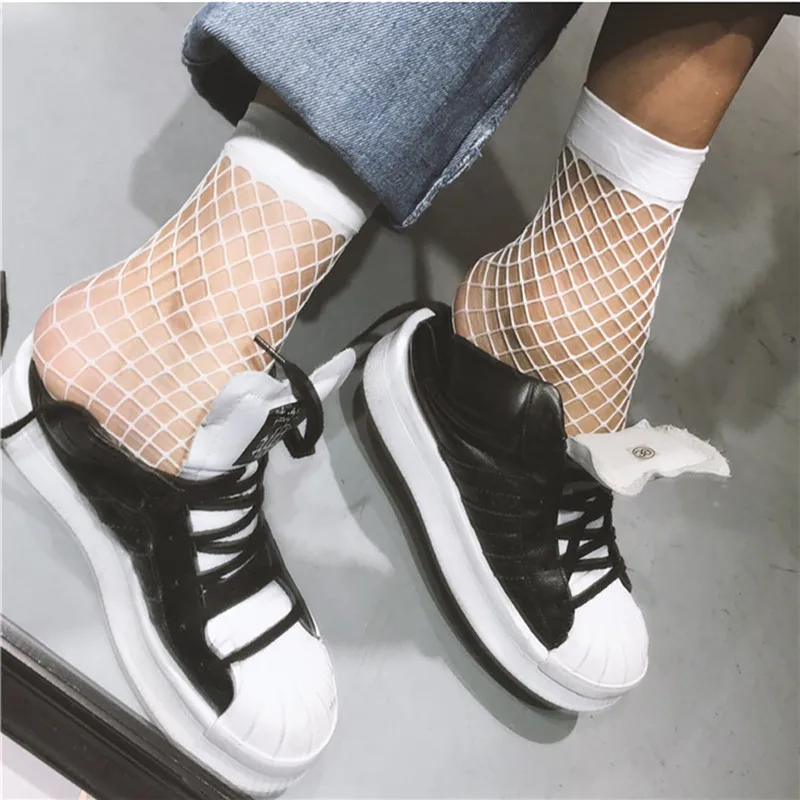 

1 Pair Streetwear Women's Harajuku white Color Breathable Fishnet Socks Sexy Hollow out Nets Socks Ladies Sweet Mesh Sox