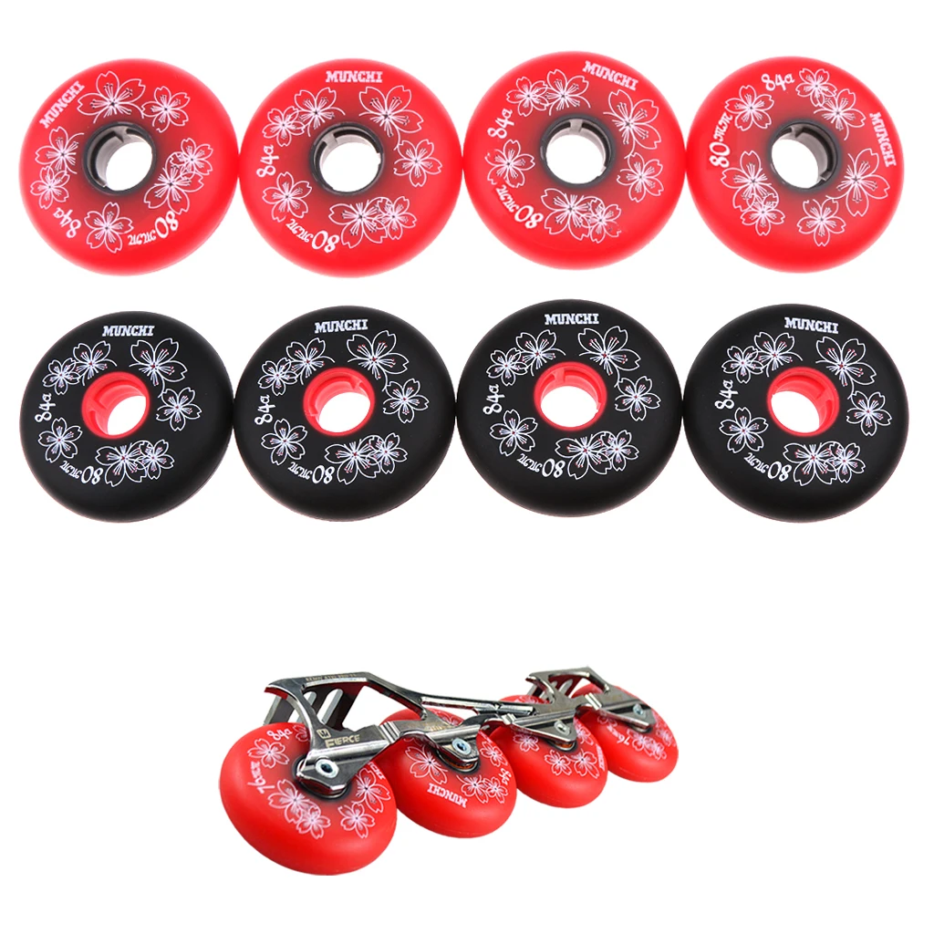

4 Pieces Inline Roller Hockey Fitness Skate Replacement Wheel 84A 72mm/76mm/80mm