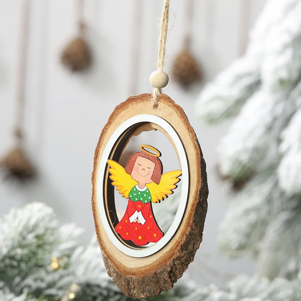 angel Navidad Рождественская деревянная подвесная подвеска Noel украшения Рождественская елка украшения для дома гирлянды Рождество год Декор - Цвет: angel