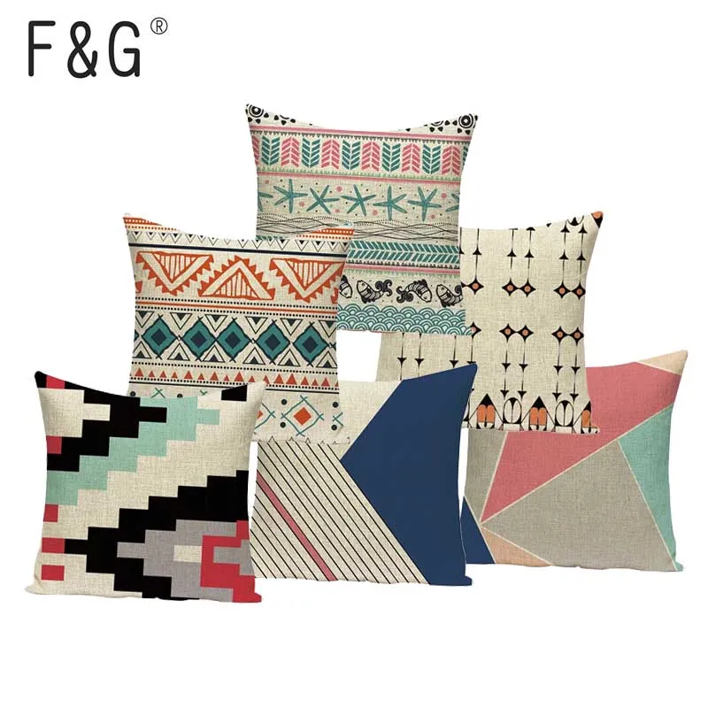 Простой геометрический чехол для подушки в винтажном стиле домашний