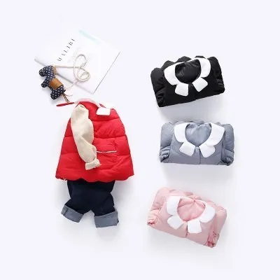 2018 осенне-зимний детский жилет с воротником Питер Пэн асимметричный хлопковый