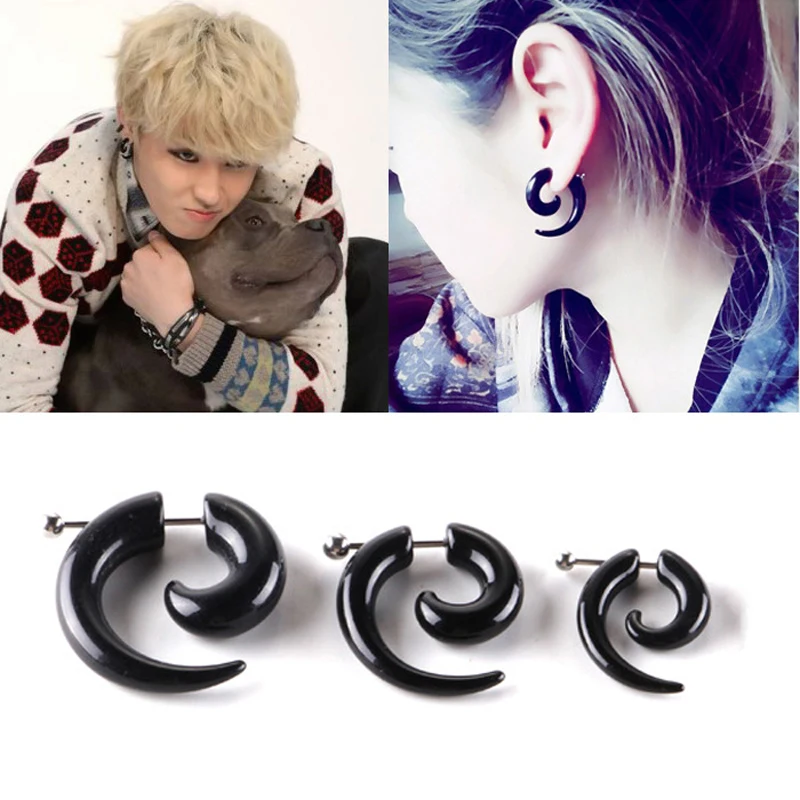 Fworld в стиле панк рок черной улитки серьги рогами формы мужские преувеличены