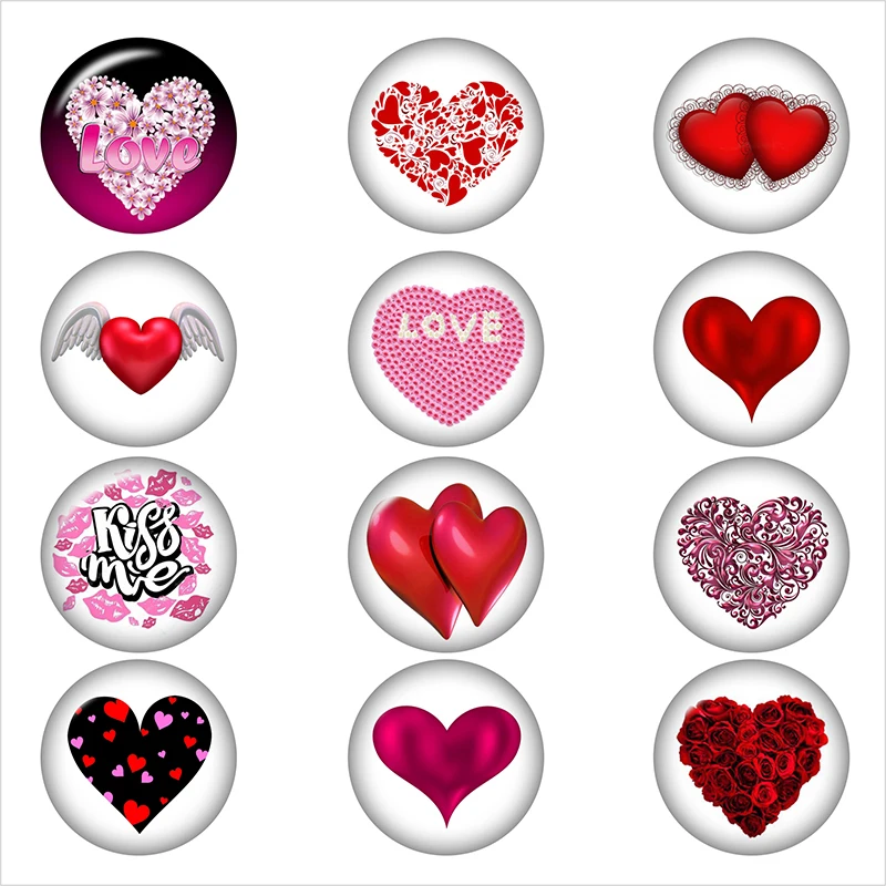 Ко Дню Святого Валентина любящее сердце стекло кнопки ювелирных украшений Hand Made