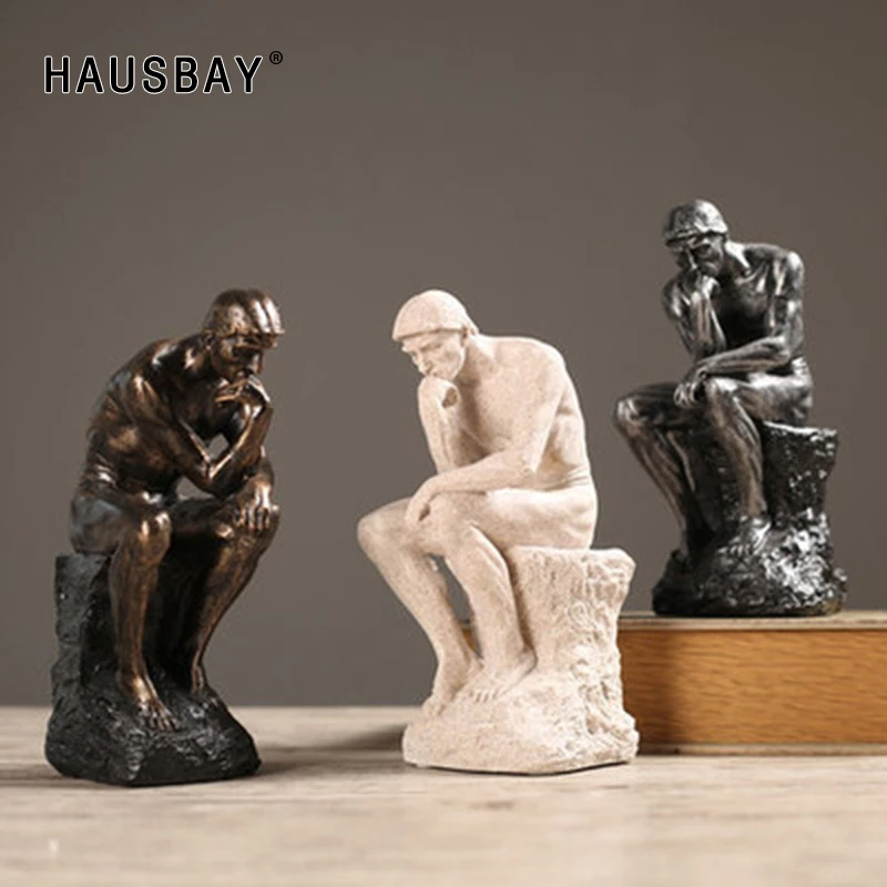 Rodin the Thinker статуя и скульптура Изобразительное искусство мужская фигура в Стиле Ню европейские, полимерные статуэтки комната домашнее украшение для подарков TS016