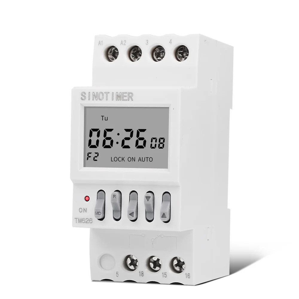 2 Channels Separate Control Output 7 Days Programmable Time Clock Switch 1 Second Interval Timer Clock 8 OFF 8 ON DIN Rail