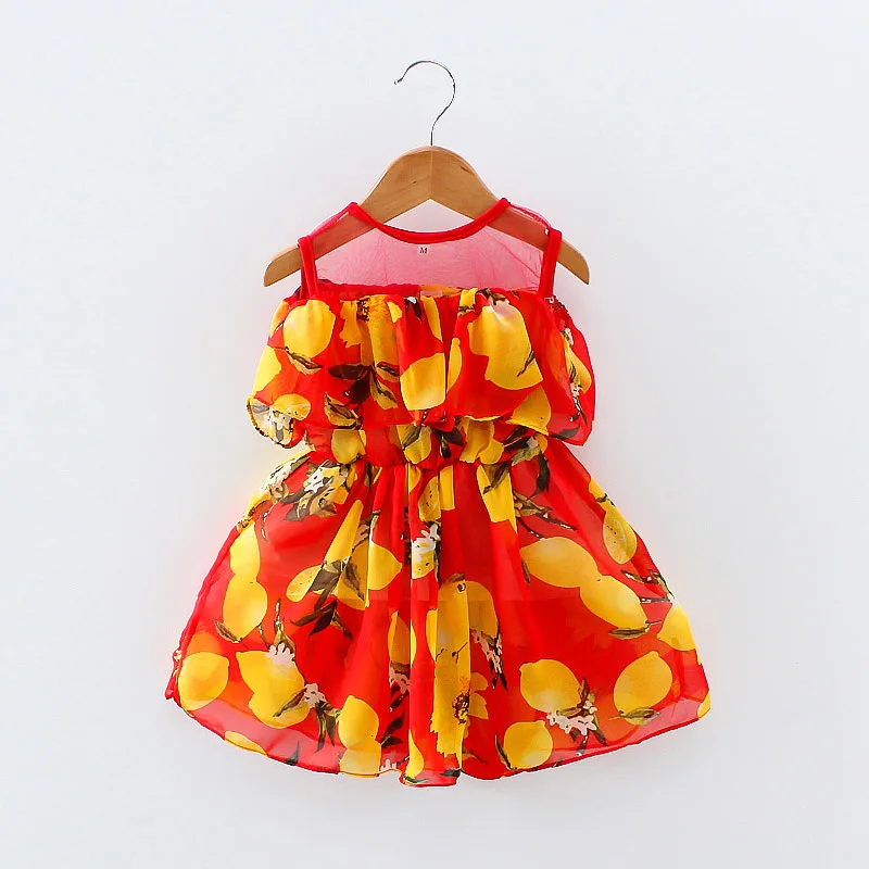 Summer Baby Girls Dress Chiffon Dresses For Lemon Floral Party Wedding Kids Clothes Infant Princess Children Clothing | Детская одежда
