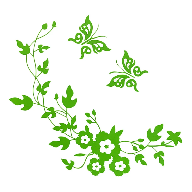 Green Новинка Бабочка, цветок, лоза, наклейки на сиденья для туалета, домашний декор для холодильника, кухни, ванной комнаты, настенные виниловые наклейки - Цвет: Green