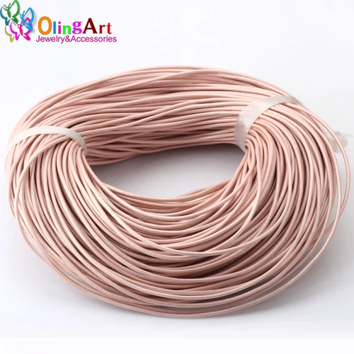 OlingArt 2mm 100Yard/Lot Craft Pearl Color Round Leather Cord Golden Silver DIY necklace Bracelet earrings jewelry making - Цвет: 024 100yard