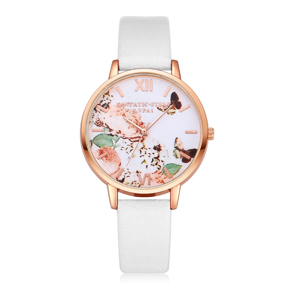 Женские часы бабочки черные женские модные с розовыми цветами relojes mujer bayan saat|saat