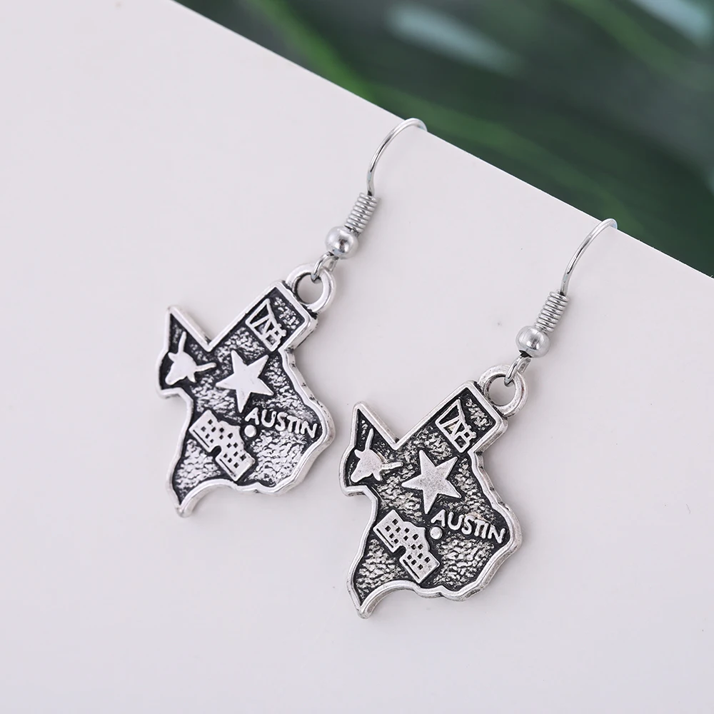 Рыбий крючок карта штатов США серьги и подвески из Техаса контур состояние Шарм в