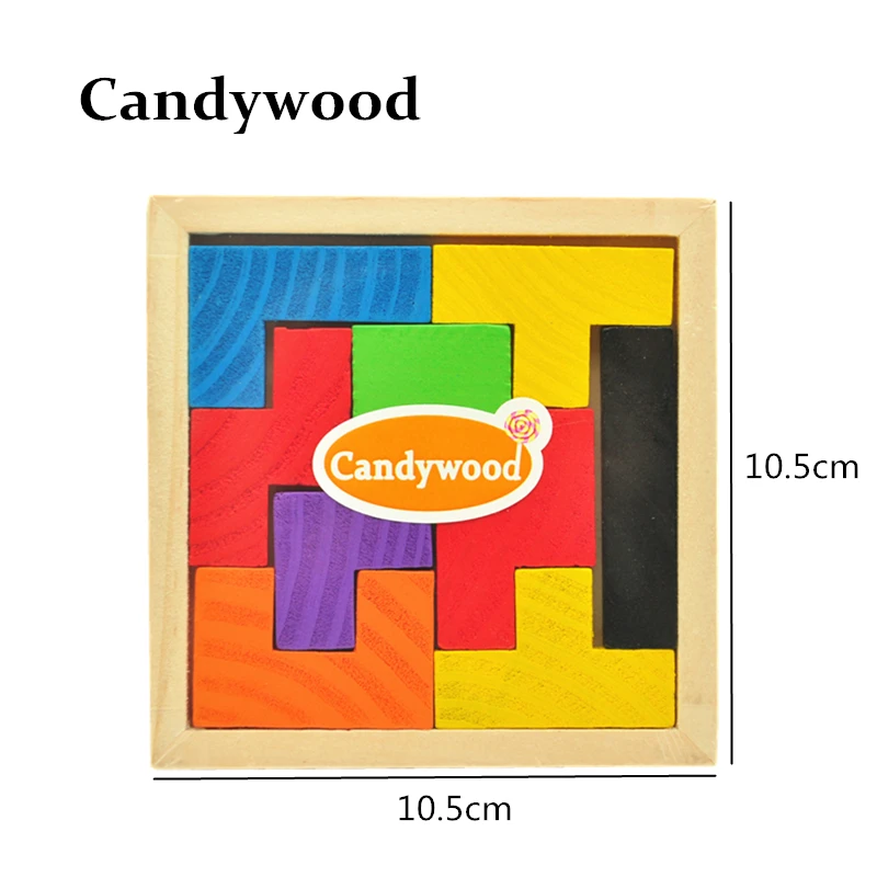 Candywood Мини Деревянный тетрис игра Монтессори головоломка Танграм для ребенка
