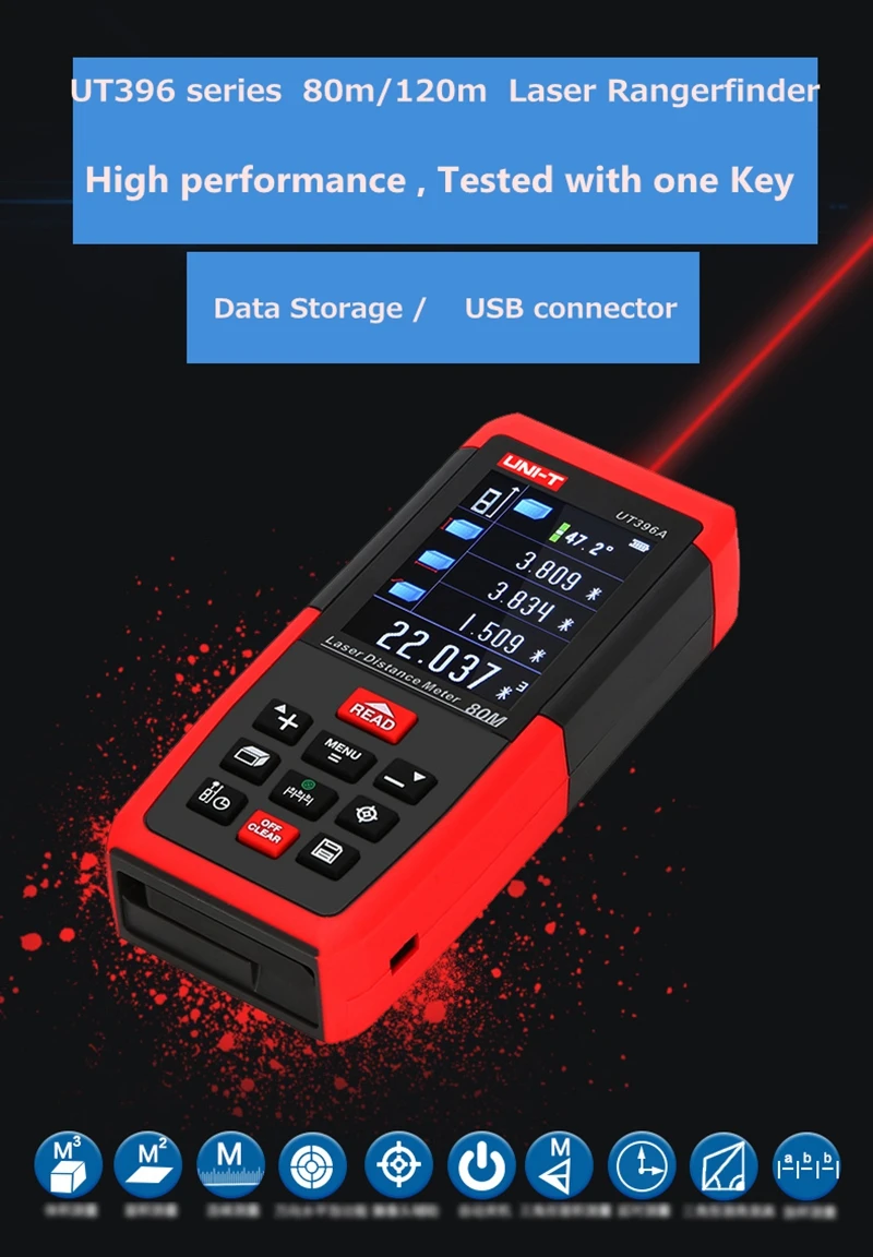 UNI-T UT396B Лазерные дальномеры 120 м лазерный дальномер 2MP камера Lofting test Выравнивающий прибор область/Объем хранения данных