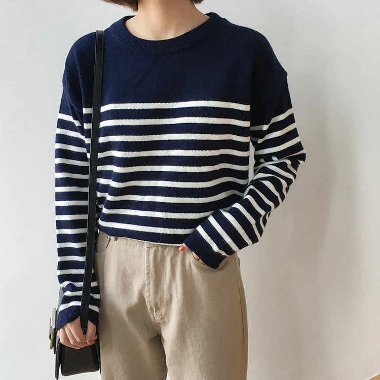 2 цвета 2017 базовые осенние и зимние полосатые высококачественные женские свитера