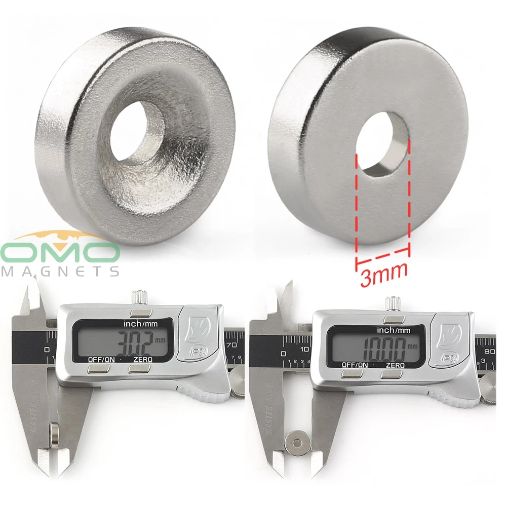 OMO Magnetics New 6pcs Super Strong Round Neodymium Countersunk Ring Magnets 10mm x 3mm Hole: Rare Earth N50 | Обустройство дома
