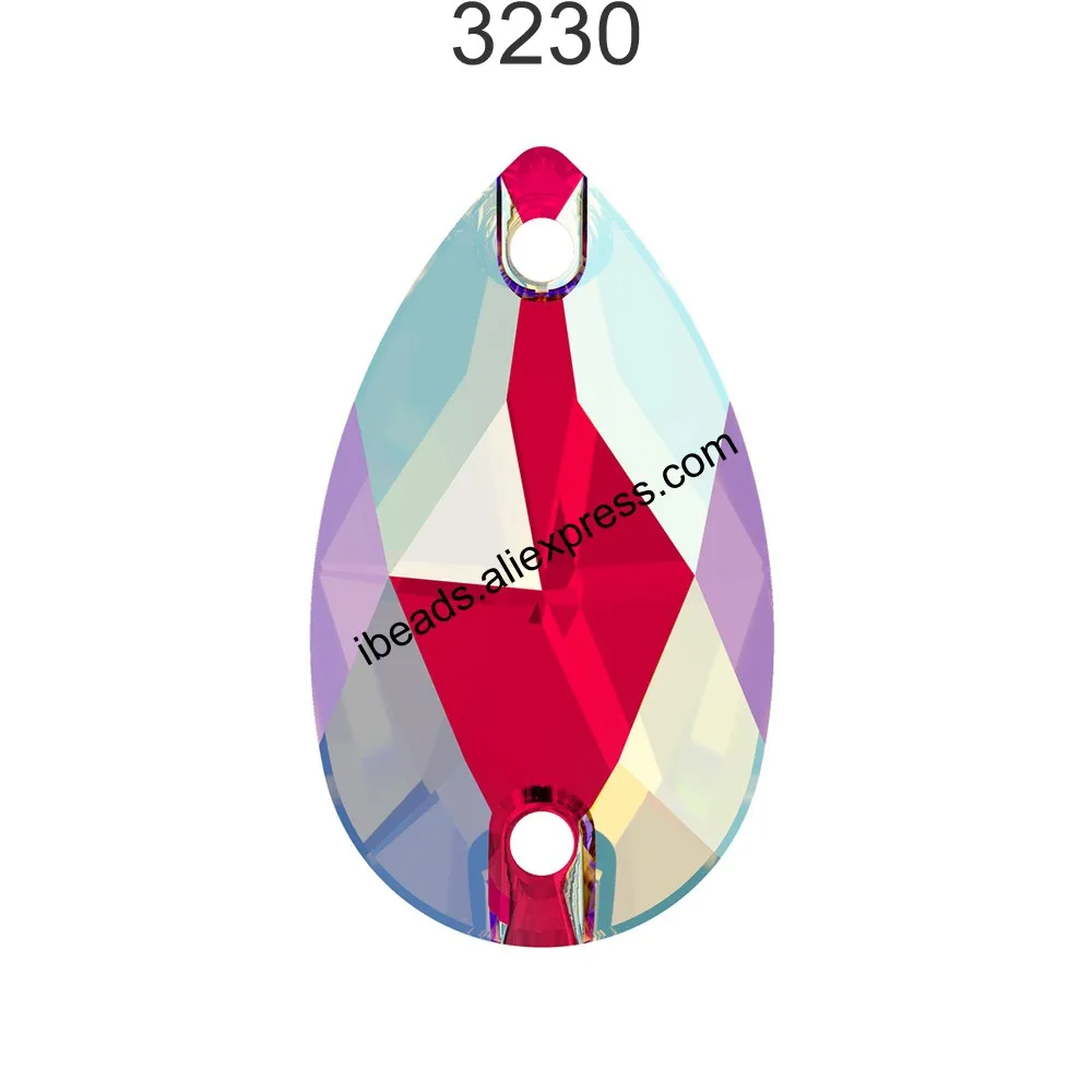 Оригинальные кристаллы от Swarovski 3230 капля пришивной Камень Груша Форма Стразы свободный Бисер для одежды DIY Швейные украшения одежды