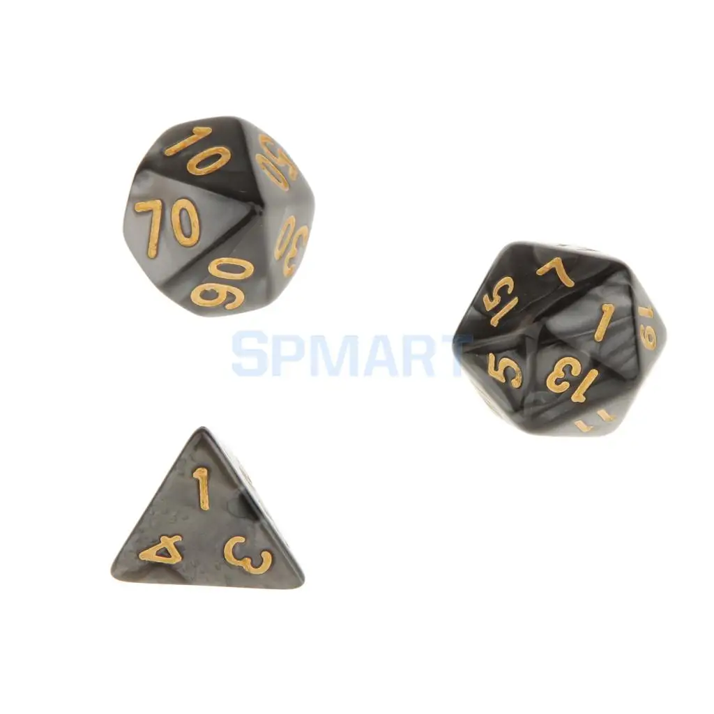 7 комплектов многогранные игральные кости D20 D12 D10 D8 D6 D4 для подземей и драконов DND