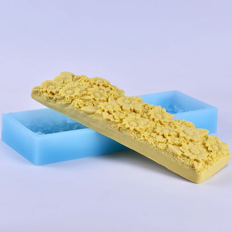 Плоская силиконовая форма для мыла с декоративными узорами на дне рукоделия