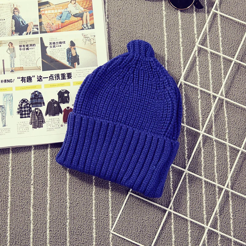 Новая осенне-зимняя вязаная шапка для женщин и мужчин Skullies Beanie, шапки, одноцветные, острый верх, лук версия, вязаные шапки