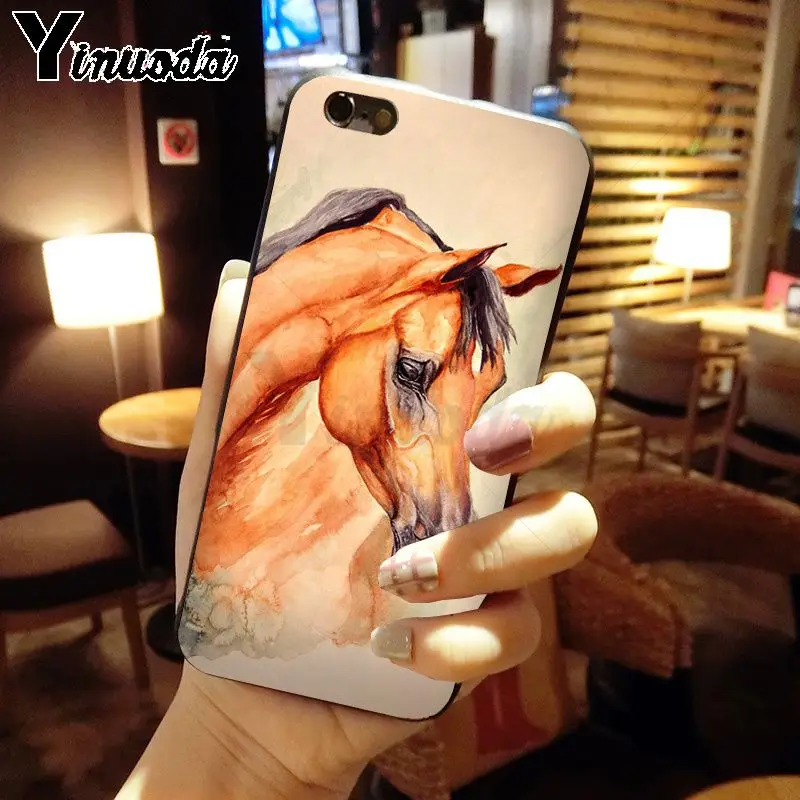 Yinuoda Лошадь Животное ТПУ мягкий силиконовый черный чехол для телефона iphone X XS MAX 8