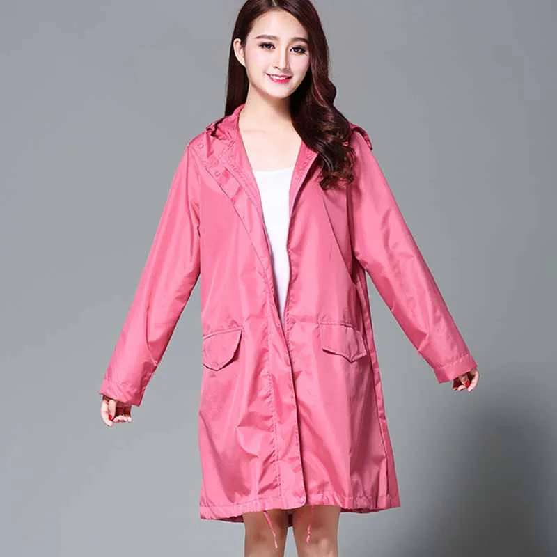 pink Модный женский плащ-дождевик, дышащие женские длинные дождевики, женский портативный водоотталкивающий дождевик для женщин, дождевик для взрослых - Цвет: pink
