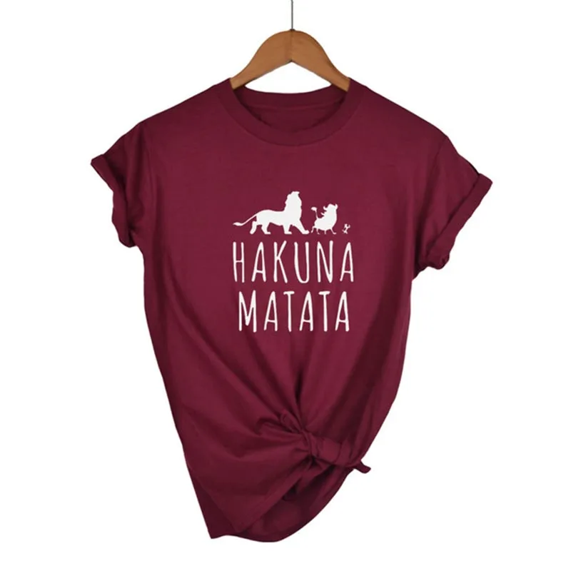2019 Новый хакуна матата Письмо печати футболка Homme Лето для женщин с коротким