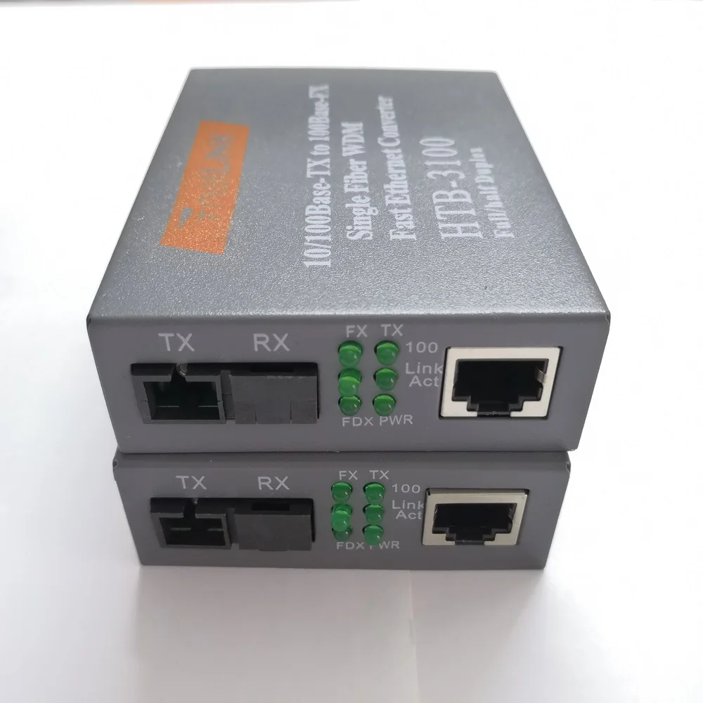 1 пара HTB-3100AB 10/100M волоконно-оптический аудио-видео конвертер Netlink RJ45 Ethernet SC однорежимный одинарный волоконно-оптический приемопередатчик передатчик и приемник