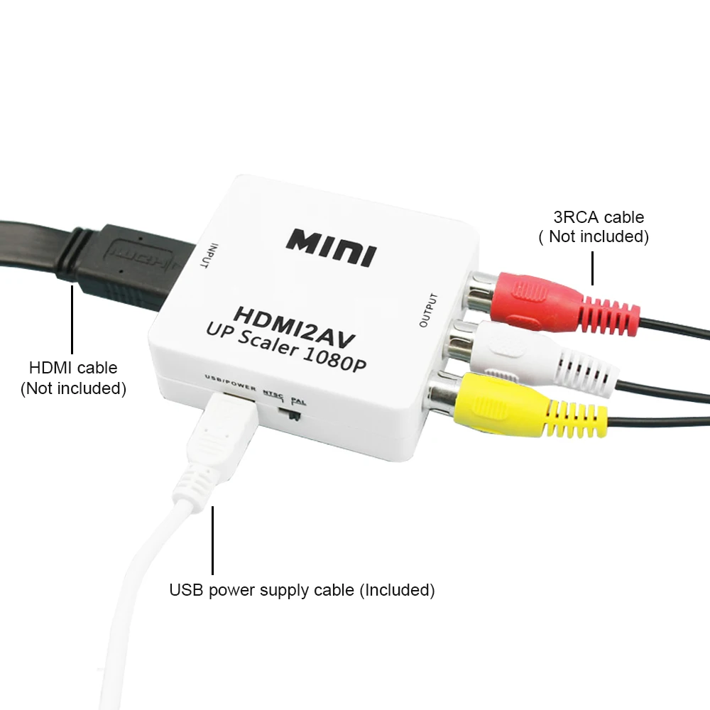 1080P HDMI в AV/RCA CVBS адаптер видео конвертер HDMI2AV адаптер конвертер коробка поддержка NTSC PAL выход HDMI в AV адаптер
