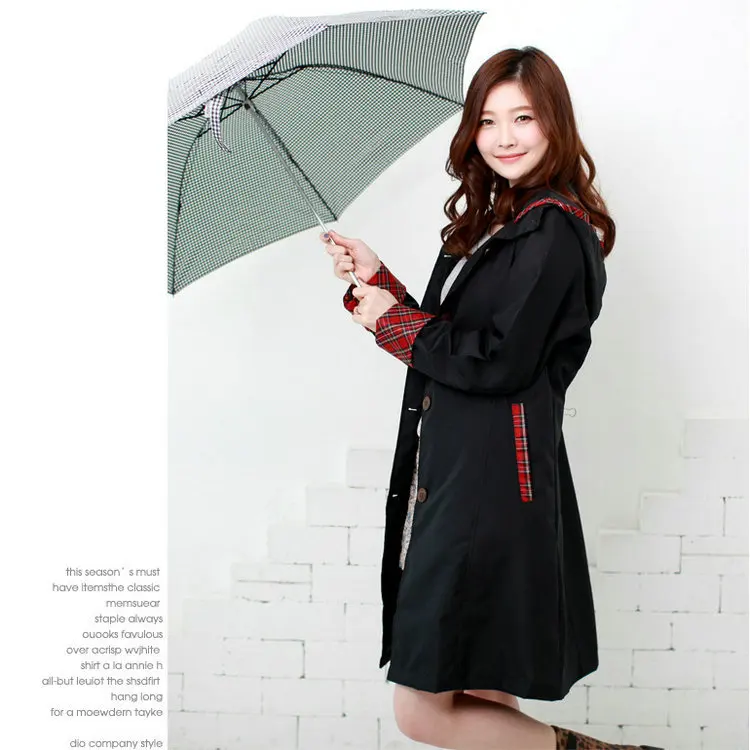 Длинный дождевик женский водонепроницаемый капюшон Дамское куртки-пончо