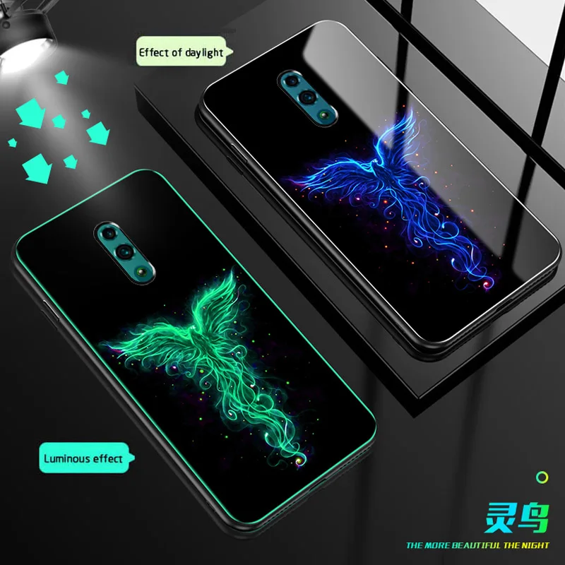 Светящийся стеклянный чехол для OPPO Reno 10x Zoom Z задняя крышка Realme X Lite 3pro A9 F11 R17 19 Find