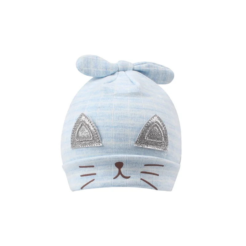 Cotton Cat Baby Hat For Newborn Girls Cartoon Cute Beanie Boys Tire Spring Autumn 0-3 Months Girl Clothing | Детская одежда и