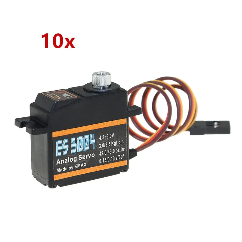 

10 шт./лот сервопривод Emax ES3004 17g макроаналоговый сервопривод металлическая Шестерня для RC FPV Самолет с неподвижным крылом DIY гоночный Дрон высокое качество