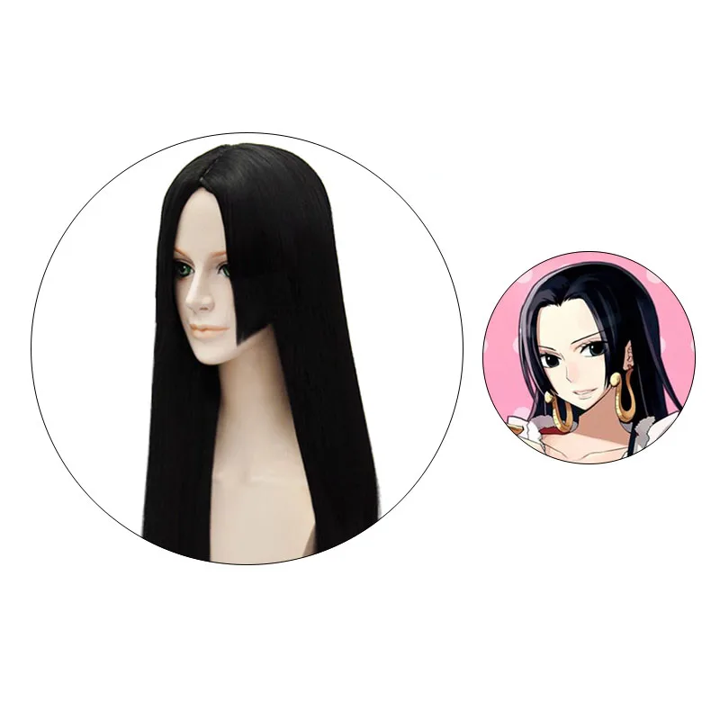 

One Piece Boa Hancock 100cm Lonog Straight Cosplay Wigs for Women Female Anime Party Universal Synthetic Hair Wig Black