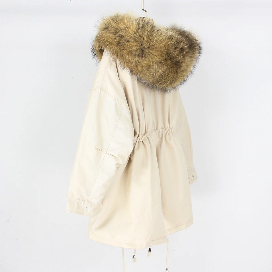 OFTBUY бренд, зимняя куртка, Женская парка, верхняя одежда, парки, натуральный мех енота, пальто, белый утиный пух, теплая плотная куртка