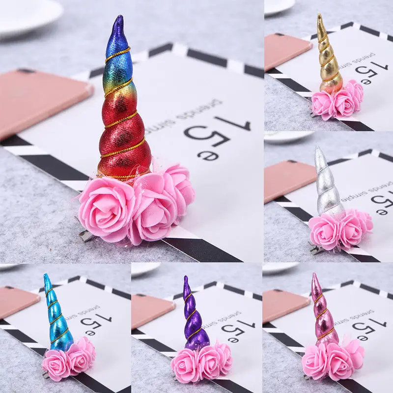Милые детские заколки для волос с изображением единорога маленьких девочек 3