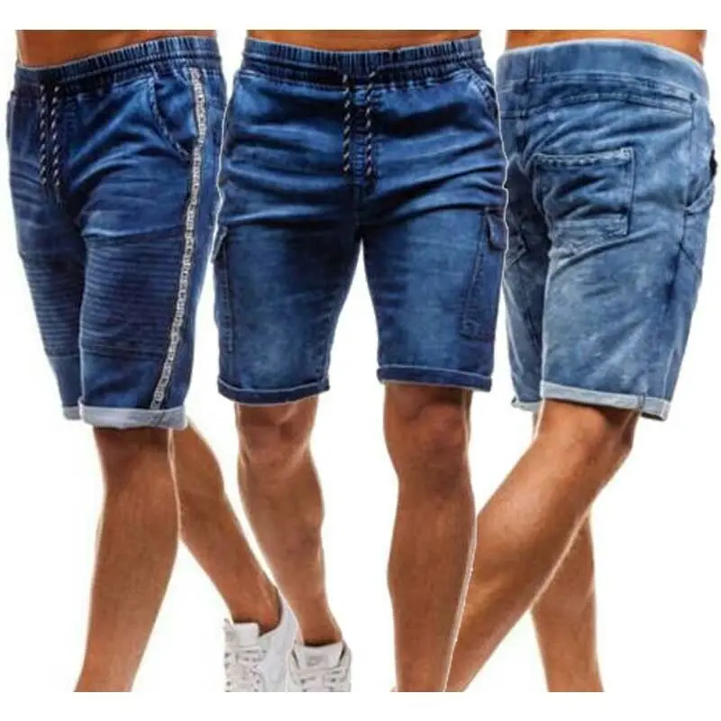 Джинсовые шорты карго мужские суперстрейчевые облегающие брюки скинни