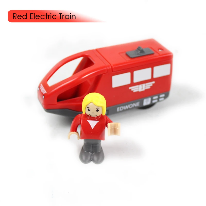 Red electric train Магнитный Электрический поезд литой слот игрушка электрическая железная дорога деревянная игрушка Brio треки вагоны поезд детский подарок Электрический поезд игрушки - Цвет: Red electric train