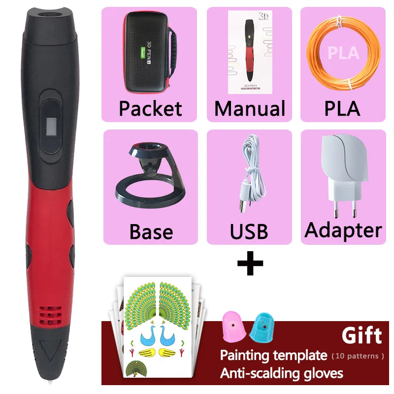 Red pen 3d ручка 3д ручка 3 д ручка 3 d ручка ручка 3d ручка 3д 3d ручки подарок на день рождения творчество для творчества 3d принтер игрушки рождество ручка перо умная ручка 3д ручка для рисования пластиком 3d printing pen - Цвет: Red pen