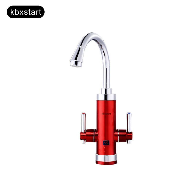 F4 Red Кран для кухни с двойным переключателем для горячей и холодной воды, безрезервуарный водонагреватель, вращающаяся на 360 градусов Труба для горячей воды, быстрый нагрев, Биб-краны - Цвет: F4 Red