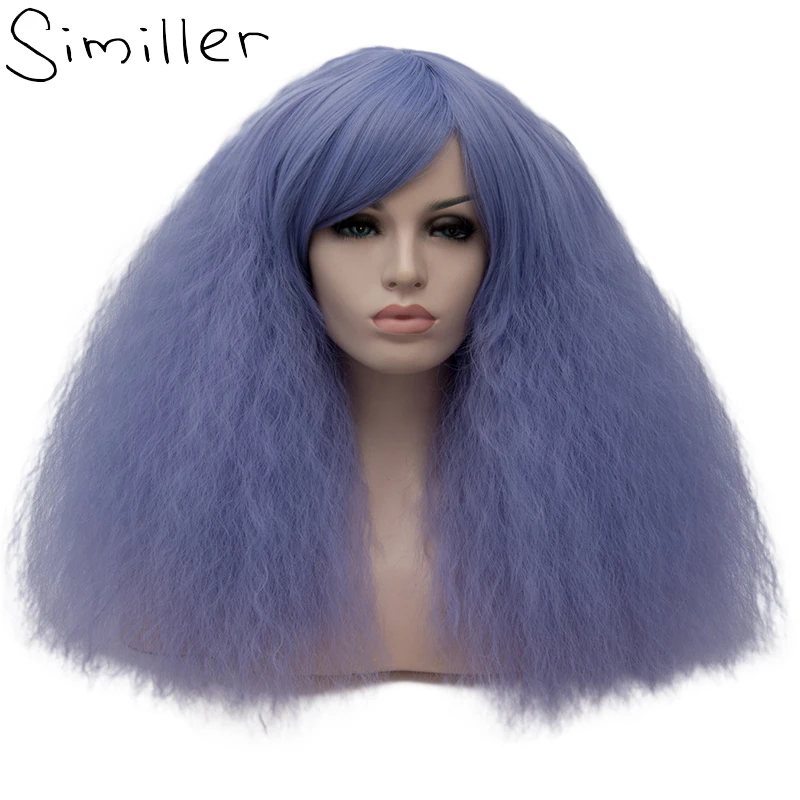 Similler 1" женские короткие кудрявые волосы пушистые синтетические Косплей парики термостойкие волокна костюмы на Хэллоуин афро парик синий