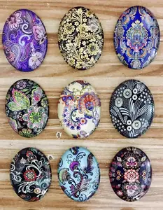 18x25 мм смешанные стили Овальный стеклянный кабошон купол ювелирные изделия камеи Подвеска Настройки 20 шт.лот (K05513)