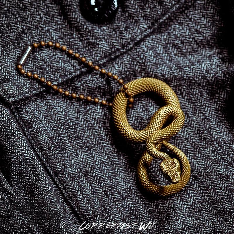 Type 6(zircon eye) Coppertist. Wu змей бронзовый брелок латунный брелок для ключей ручной работы Золотой Модный Животное змея кольцо для ключей с сумочкой кулон панк-рок - Цвет: Type 6(zircon eye)