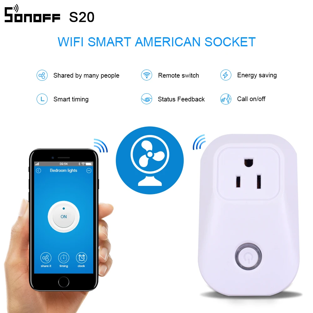 Интеллектуальный выключатель света Sonoff S20 AU/CN умный дом Wi Fi Беспроводной таймер