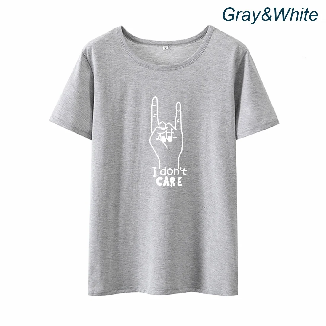

I Don't Care Graphic Tee Shirt Femme Short Sleeve O-neck Cotton T Shirt Women Top Casual Loose Black White Gray Tshirt Women Top